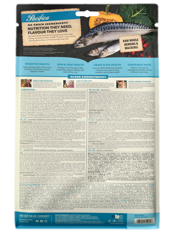 ACANA CAT PACIFICA ALL LIFE STAGES 340GR ACANA CAT PACIFICA ALL LIFE STAGES 340GR