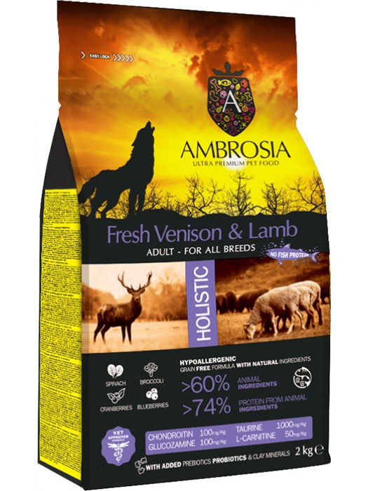 AMBROSIA GRAIN FREE ADULT VENISON & LAMB 2kg
