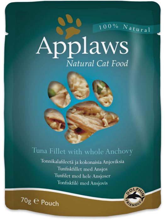 APPLAWS CAT TUNA FILLET WITH ANCHOVY 70GR (ΦΑΚΕΛΑΚΙΑ ΜΕ ΤΟΝΟ ΚΑΙ ΑΝΤΖΟΥΓΙΕΣ)