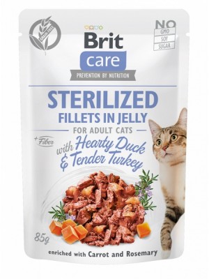 BRIT CARE POUCHES STERILISED DUCK & TURKEY IN JELLY 85GR