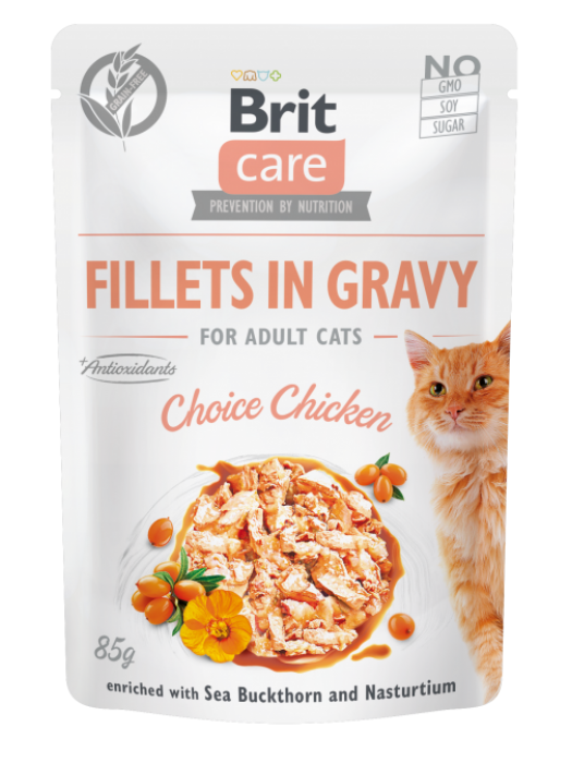 BRIT CARE POUCHES ADULT WITH CHICKEN IN GRAVY 85GR