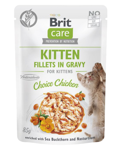 BRIT CARE POUCHES KITTEN WITH CHICKEN IN GRAVY 85GR