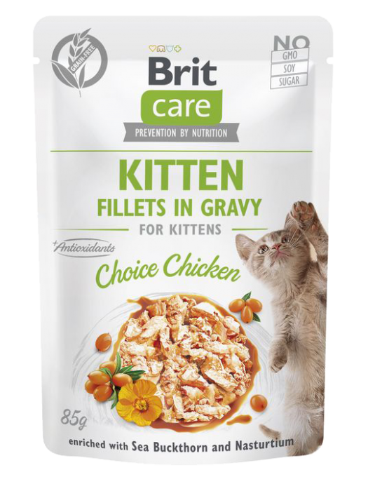 BRIT CARE POUCHES KITTEN WITH CHICKEN IN GRAVY 85GR