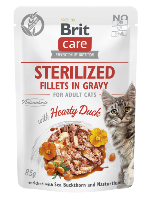 BRIT CARE POUCHES STERILISED WITH DUCK IN GRAVY 85GR