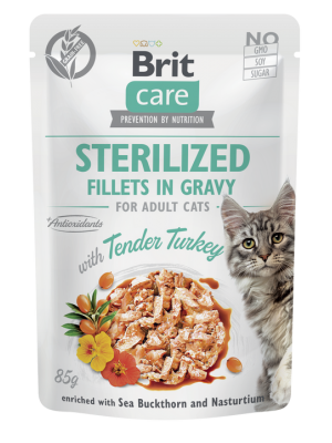 BRIT CARE POUCHES STERILISED WITH TURKEY IN GRAVY 85GR