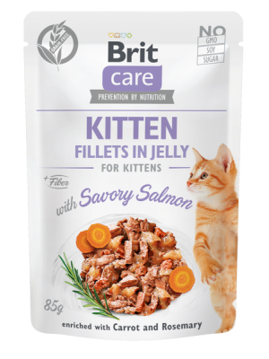 BRIT CARE POUCHES KITTEN WITH SALMON IN JELLY 85GR