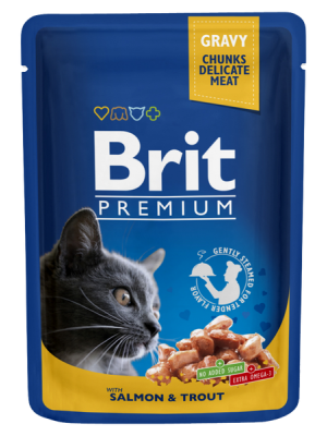 BRIT PREMIUM POUCH ADULT SALMON & TROUT GRAVY 100GR