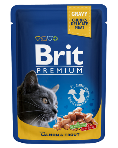 BRIT PREMIUM POUCH ADULT SALMON & TROUT GRAVY 100GR