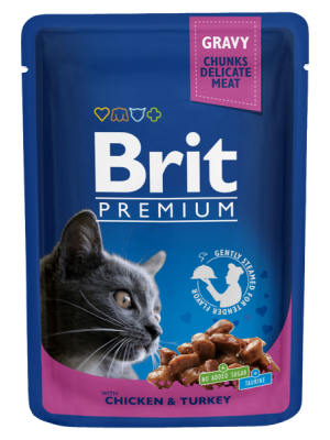 BRIT PREMIUM POUCH ADULT CHICKEN & TURKEY GRAVY 100GR