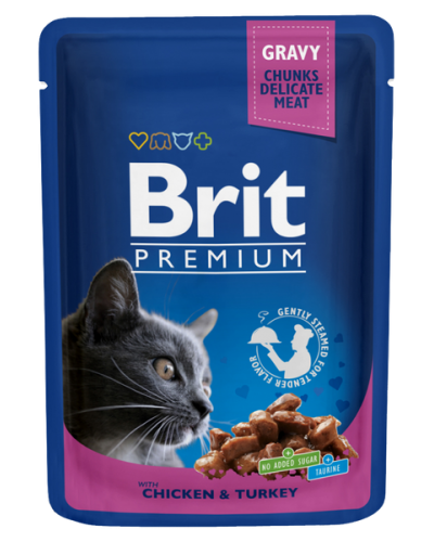 BRIT PREMIUM POUCH ADULT CHICKEN & TURKEY GRAVY 100GR