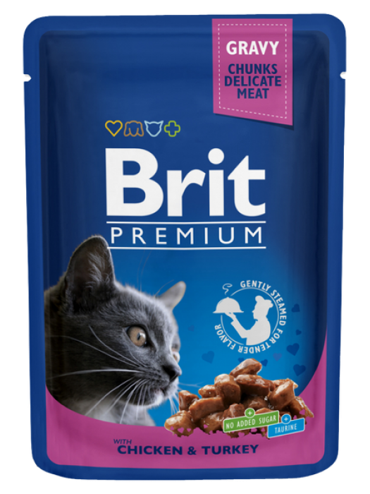 BRIT PREMIUM POUCH ADULT CHICKEN & TURKEY GRAVY 100GR