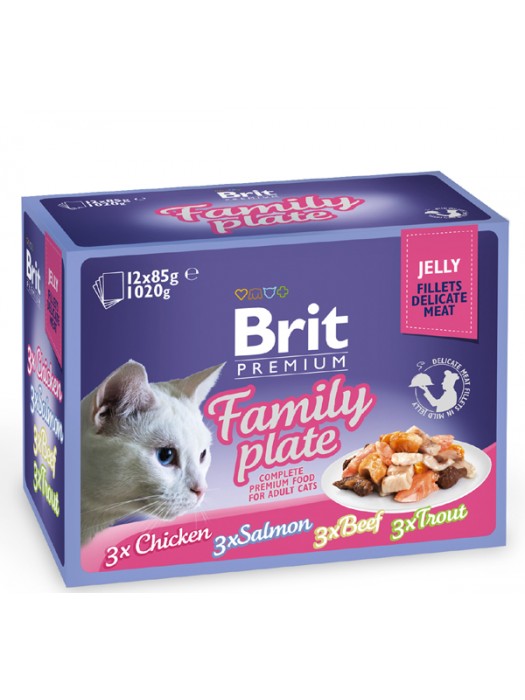 BRIT PREMIUM POUCHES ADULT JELLY FAMILY 12X85GR