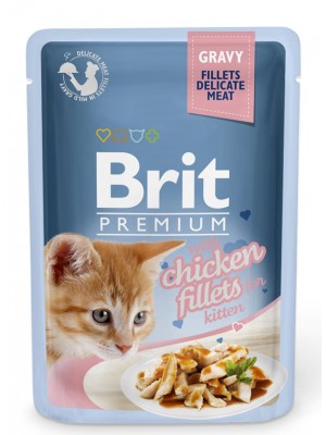 BRIT PREMIUM POUCH KITTEN CHICKEN GRAVY 85GR