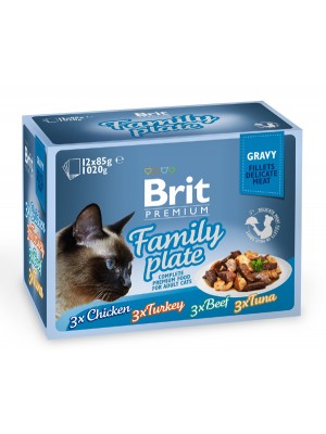 BRIT PREMIUM POUCHES ADULT GRAVY FAMILY 12X85GR