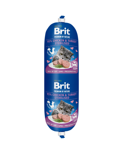 BRIT PREMIUM BY NATURE CAT SAUSAGE CHICKEN & TURKEY STERILISED 180GR (ΚΟΤΟΠΟΥΛΟ & ΓΑΛΟΠΟΥΛΑ)	