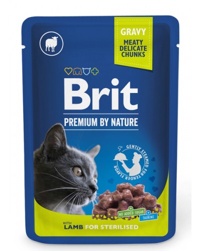 BRIT PREMIUM POUCH STERILISED CAT LAMB GRAVY 100GR