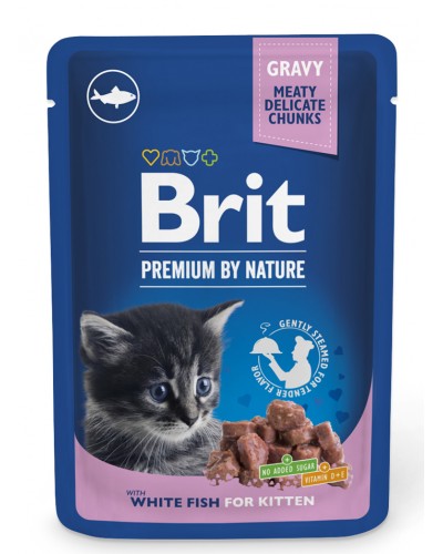 BRIT PREMIUM POUCH KITTEN WHITE FISH GRAVY 100GR