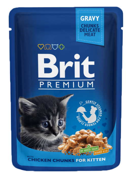 BRIT PREMIUM POUCH KITTEN CHICKEN GRAVY 100GR