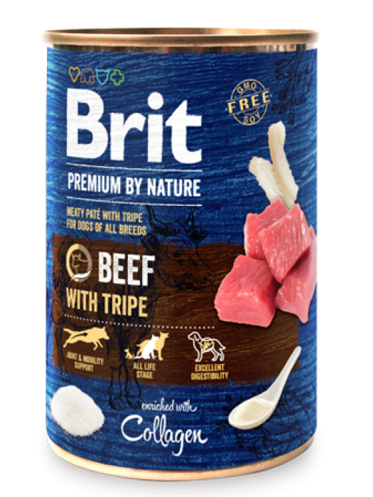 BRIT PREMIUM BY NATURE BEEF WITH TRIPE 400GR