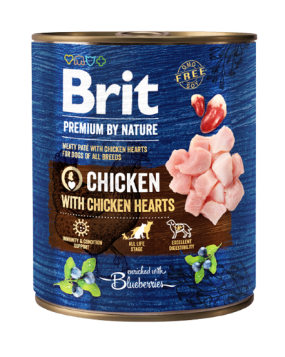 BRIT PREMIUM BY NATURE CHICKEN WITH HEARTS 800GR