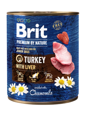 BRIT PREMIUM BY NATURE TURKEY WITH LIVER 800GR