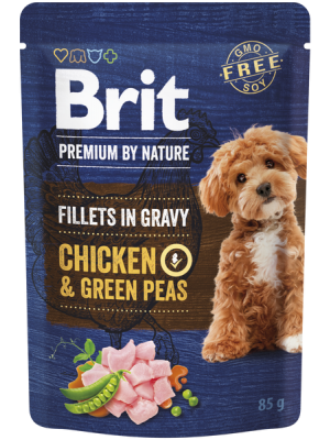 BRIT PREMIUM BY NATURE DOG POUCH CHICKEN & GREEN PEAS 85GR