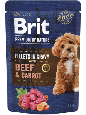 BRIT PREMIUM BY NATURE DOG POUCH BEEF & CARROT 85GR