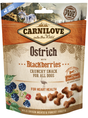 CARNILOVE SNACK CRUNCH OSTRICH WITH BLACKBERRIES 200GR (για υγιές καρδιακό σύστημα)