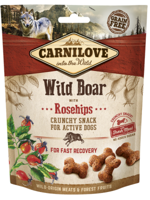 CARNILOVE SNACK CRUNCH WILD BOAR WITH ROSEHIPS 200GR (για γρήγορη αποκατάσταση)