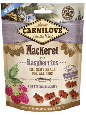 CARNILOVE SNACK CRUNCH MACKEREL WITH RASPBERRIES 200GR (για ισχυρό ανοσοποιητικό σύστημα)