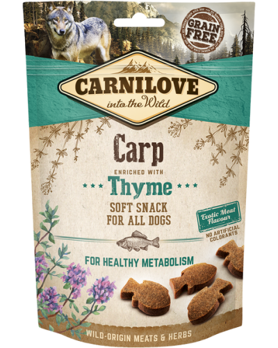 CARNILOVE SNACK SOFT CARP & THYME 200GR (για υγιή μεταβολισμό)