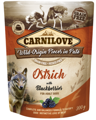 CARNILOVE DOG POUCHES OSTRICH WITH BLACKBERRIES 300GR