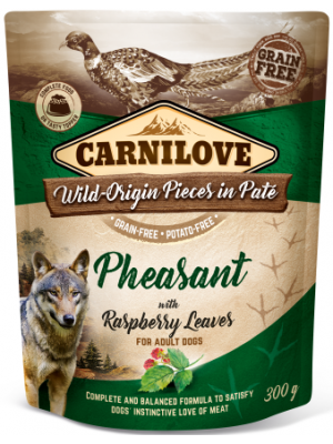 CARNILOVE DOG POUCHES PHEASANT WITH RASPBERRY LEAVES 300GR