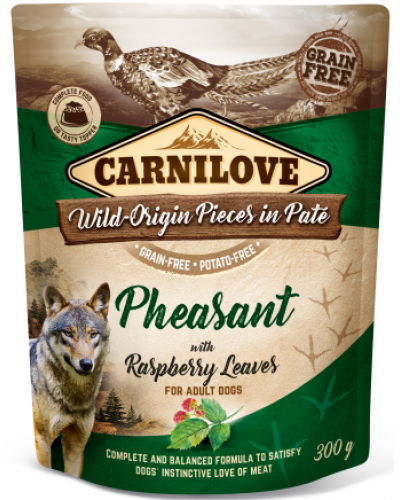 CARNILOVE DOG POUCHES PHEASANT WITH RASPBERRY LEAVES 300GR