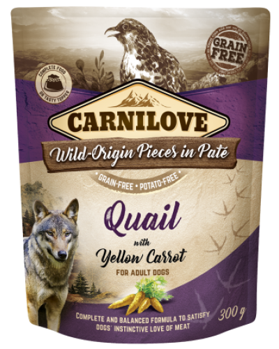 CARNILOVE DOG POUCHES QUAIL WITH YELLOW CARROT 300GR