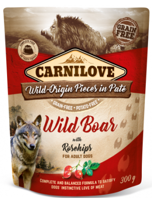 CARNILOVE DOG POUCHES WILD BOAR  WITH ROSEHIPS 300GR