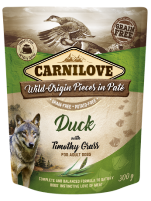 CARNILOVE DOG POUCHES DUCK WITH TIMOTHY GRASS 300GR