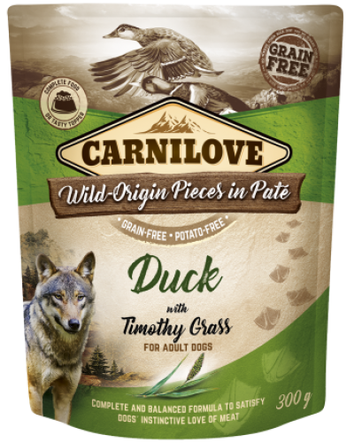 CARNILOVE DOG POUCHES DUCK WITH TIMOTHY GRASS 300GR