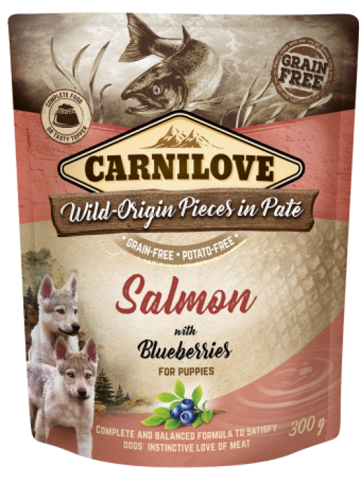 CARNILOVE PUPPIES POUCHES SALMON WITH BLUEBERRIES 300GR