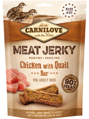 CARNILOVE DOG SNACK MEAT JERKY CHICKEN with QUAIL BAR 100gr 