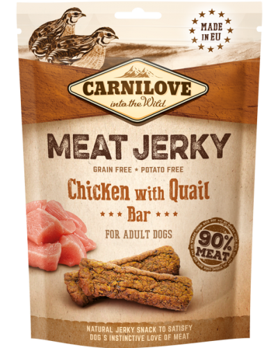 CARNILOVE DOG SNACK MEAT JERKY CHICKEN with QUAIL BAR 100gr 