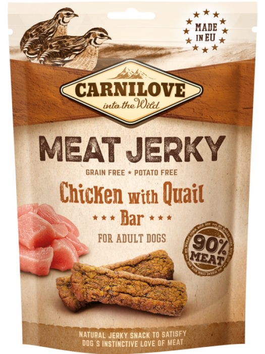 CARNILOVE DOG SNACK MEAT JERKY CHICKEN with QUAIL BAR 100gr 