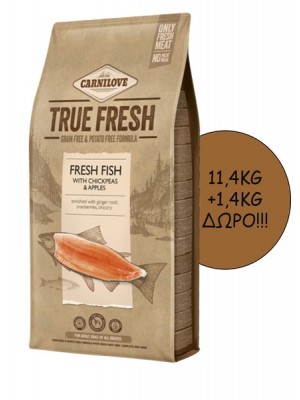 CARNILOVE TRUE FRESH ADULT FISH 11,4KG + 1,4KG ΔΩΡΟ!!!