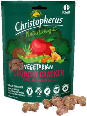 CHRISTOPHERUS DOG VEGETARIAN CRUNCHY CRACKER APPLE with LENTILS 125GR