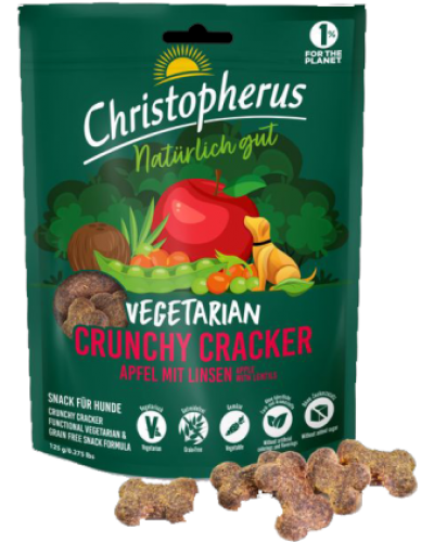 CHRISTOPHERUS DOG VEGETARIAN CRUNCHY CRACKER APPLE with LENTILS 125GR