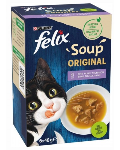 FELIX SOUP ORIGINAL MIXED SELECTION 6 X 48 G (ΒΟΔΙΝΟ, ΚΟΤΟΠΟΥΛΟ, ΤΟΝΟΣ)