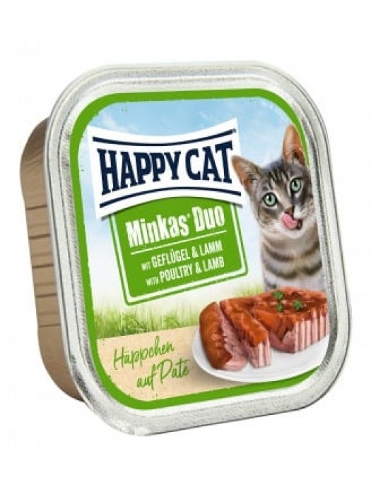 HAPPY CAT MINKAS DUO ΠΑΤΕ ΠΟΥΛΕΡΙΚΑ & ΑΡΝΙ 100GR