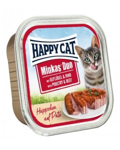 HAPPY CAT MINKAS DUO ΠΑΤΕ ΠΟΥΛΕΡΙΚΑ & ΒΟΔΙΝΟ 100GR