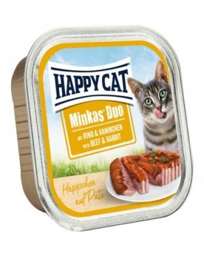 HAPPY CAT MINKAS DUO ΠΑΤΕ ΒΟΔΙΝΟ & ΚΟΥΝΕΛΙ 100GR