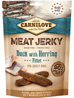 CARNILOVE DOG SNACK MEAT JERKY DUCK with HERRING FILLET 100gr